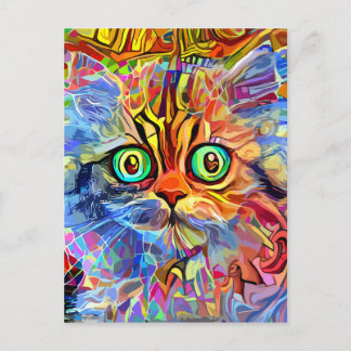 Adorable Kitten Impressionist Portrait Malerei Postkarte