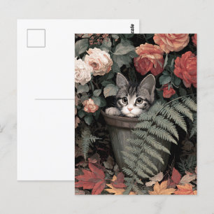 Adorable Kitten in Blume Pot Postkarte