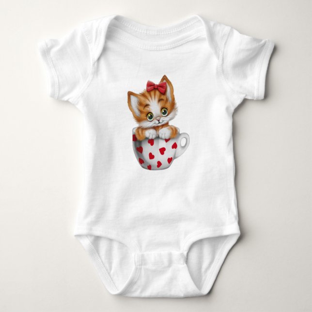 "Adorable Kitten in Cup Baby Bodysuit  Baby Strampler (Vorderseite)