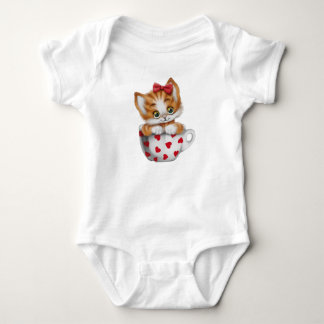 "Adorable Kitten in Cup Baby Bodysuit  Strampler