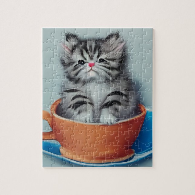 Adorable Kitten in einem Teacup Puzzle (Vertikal)