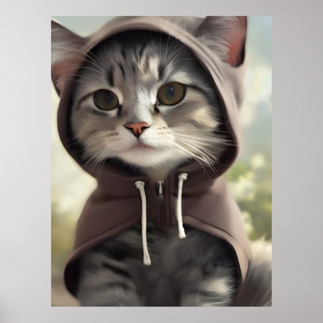 Adorable Kitten mit Hoodie Poster (Vorne)