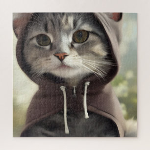 Adorable Kitten mit Hoodie Puzzle