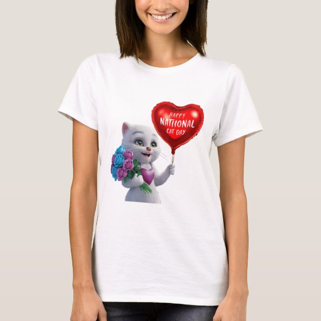 Adorable Kitten National Cat Day T - Shirt" T-Shirt (Vorderseite)
