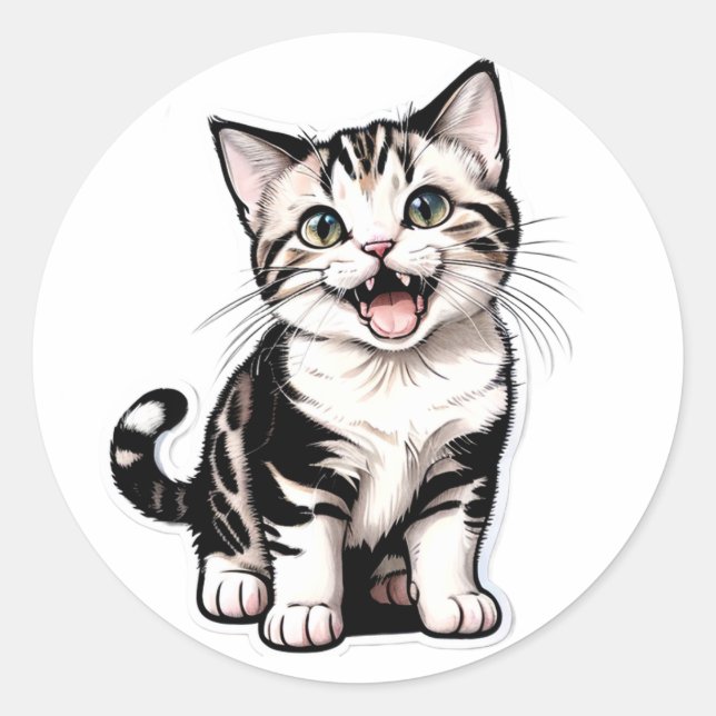 Adorable Kitten Sticker | Cute Cartoon Cat Decal (Vorderseite)