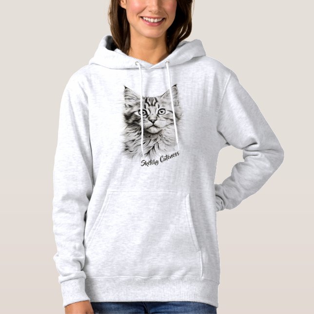 Adorable Kitten Stift Zeichnend Hoodie (Vorderseite)