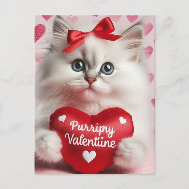 Adorable Kitten Valentine Postkarte (Vorderseite)