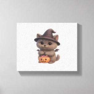 Adorable Kitten zu Halloween Hexenkostüm mit Pu Leinwanddruck