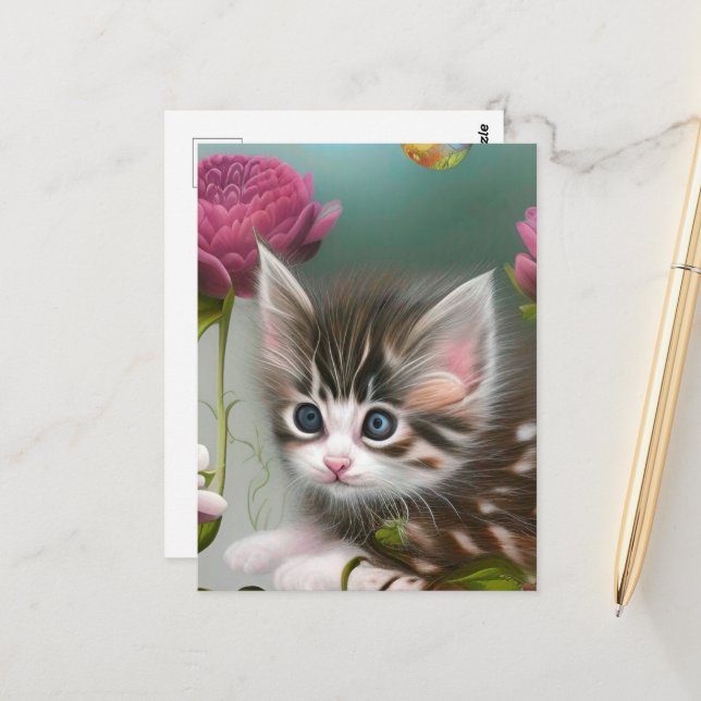 Adorable Kittens 4 Postkarte (Vorderseite/Rückseite Beispiel)