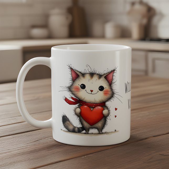 Adorable Kitty Cat Will You Be My Valentine? Kaffeetasse (Von Creator hochgeladen)