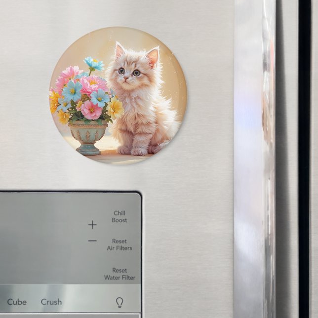 Adorable Kitty mit Bouquet von Blume Magnet (In Situ (Kühlschrank))