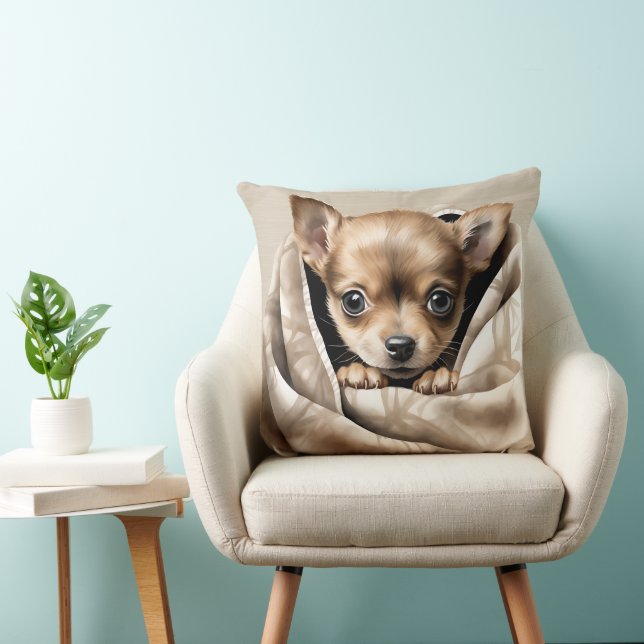 ADORABLE KLEINE CHIHUAHUA PUPPEN UNTER BLANKET KISSEN (Stuhl )