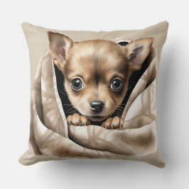ADORABLE KLEINE CHIHUAHUA PUPPEN UNTER BLANKET KISSEN