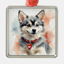 ADORABLE KLEINE FLÜFFY KLEE KAI HUND ORNAMENT AUS METALL