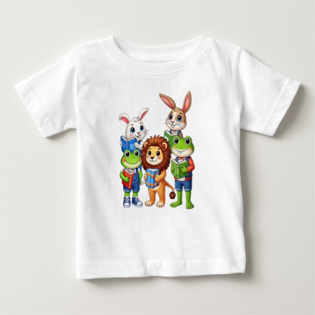 Adorable Kleinkinder: Tiere mit Büchern für Buchwü Baby T-shirt (Vorderseite)