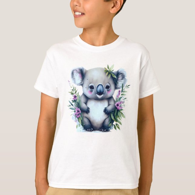 Adorable Koala Bären in einem Feld von Blume T-Shirt (Vorderseite)