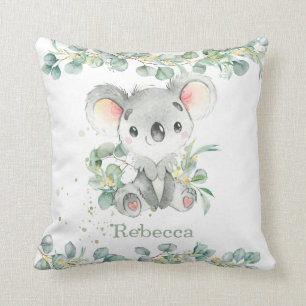 Adorable Koala Eucalyptus Leafy Girl Boy Kinderzim Kissen