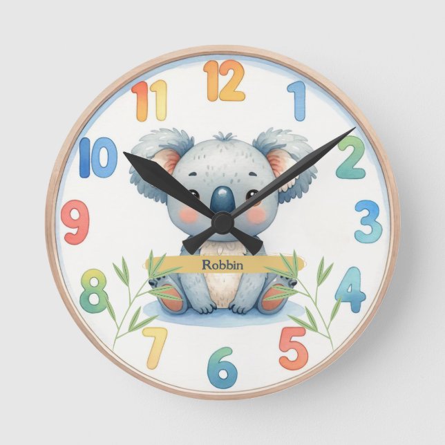Adorable Koala Wall Clock Runde Wanduhr (Vorderseite)