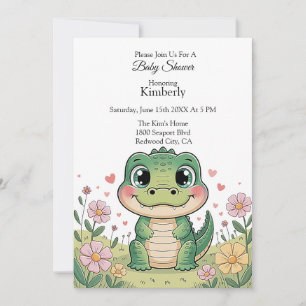 Adorable Krokodile in einem Feld für Blume Einladung