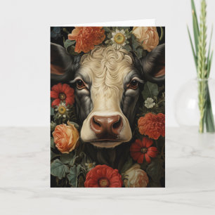 Adorable Kuh in den Blume Jede Anlässe Karte
