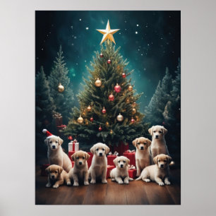 Adorable Labrador Retriever Welpen Weihnachten Poster