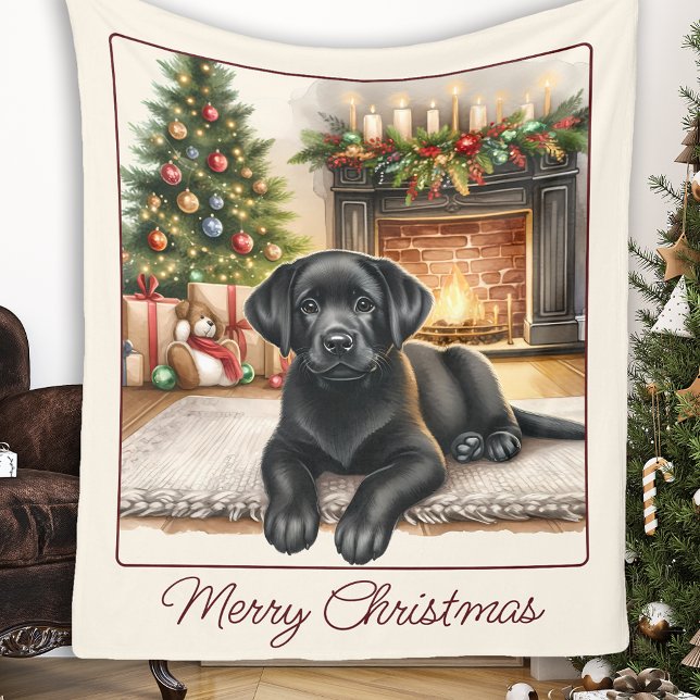 Adorable Labrador Retriever Welpenhund Weihnachten Fleecedecke (Von Creator hochgeladen)