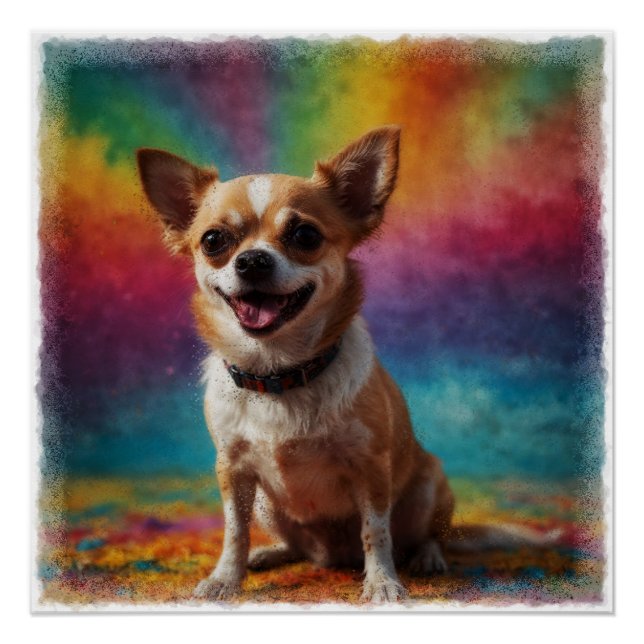 Adorable Lächeln Chihuahua künstlerisches Portrait Poster (Vorderseite)