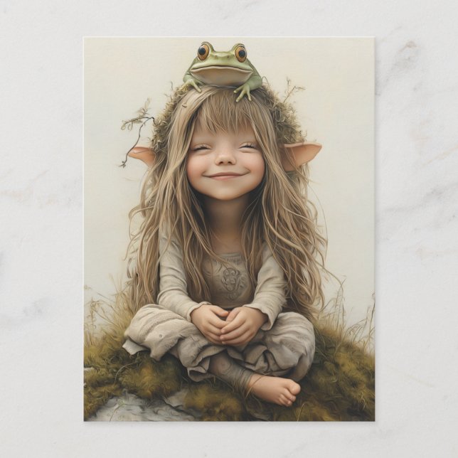 Adorable Lächeln Happy Fairy Frog Postkarte (Vorderseite)