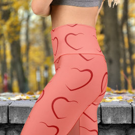 Adorable Lachs Liebe Herz-Muster Yoga Capri Leggings