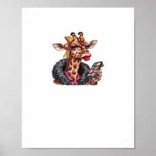 Adorable Lady Giraffe, die Makeup mit großem Auge  Poster