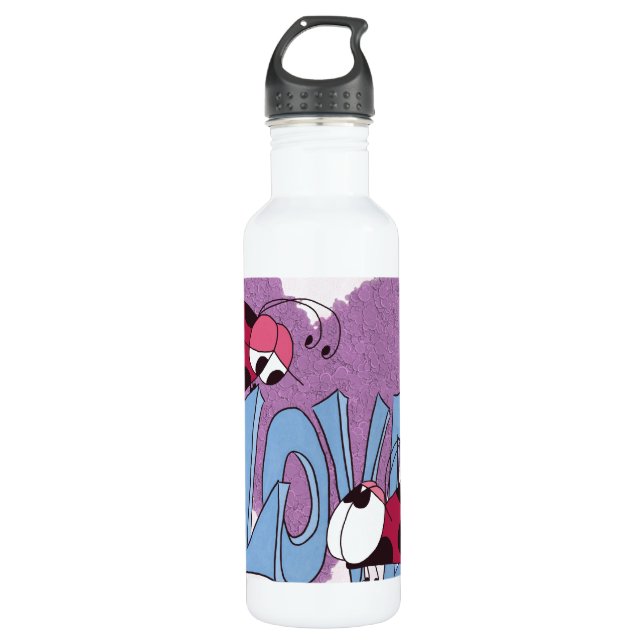 Adorable Ladybug Liebe Cartoon Edelstahlflasche (Vorderseite)