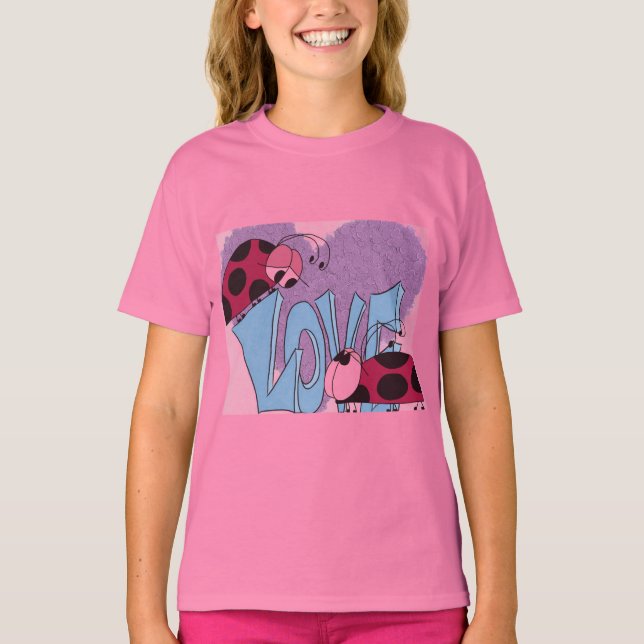 Adorable Ladybug Liebe Cartoon T-Shirt (Vorderseite)