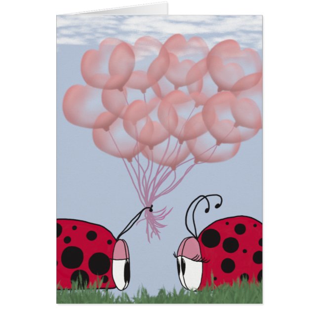 Adorable Ladybug mit Hübschem rosa Ballon Bouquet (Vorne)