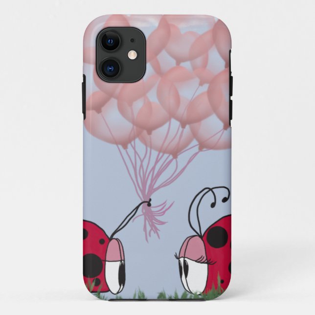 Adorable Ladybug mit Hübschem rosa Ballon Bouquet Case-Mate iPhone Hülle (Rückseite)