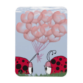 Adorable Ladybug mit Hübschem rosa Ballon Bouquet Magnet