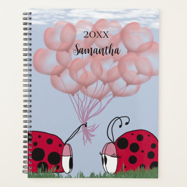 Adorable Ladybug mit Hübschem rosa Ballon Bouquet Planer (Vorderseite)