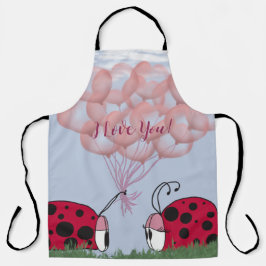 Adorable Ladybug mit Hübschem rosa Ballon Bouquet Schürze
