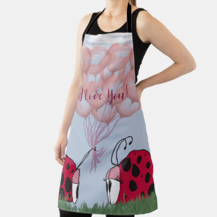 Adorable Ladybug mit Hübschem rosa Ballon Bouquet Schürze