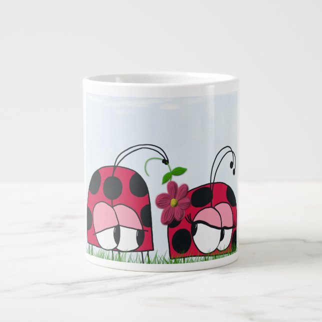 Adorable Ladybug Wog seine neue Liebe Cartoon Jumbo-Tasse (Vorderseite)