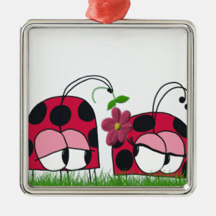 Adorable Ladybug Wog seine neue Liebe Cartoon Silbernes Ornament