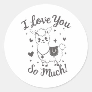Adorable Lama Valentine Shirt Niedlich Retro Heart Runder Aufkleber