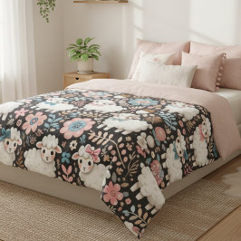 Adorable Lamb Floral Cozy Nursery Blanket Fleecedecke