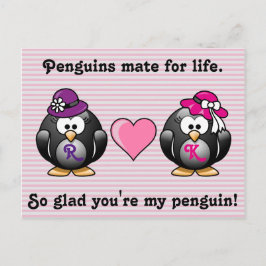 Adorable Lesbian Pinguine Zwei-Brides-Herz-Hut Postkarte