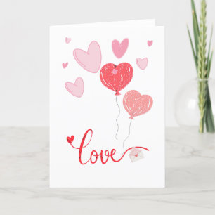 Adorable Liebe Balloons & Hearts - Niedlich Valent Dankeskarte