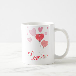 Adorable Liebe Balloons & Hearts - Niedlich Valent Kaffeetasse