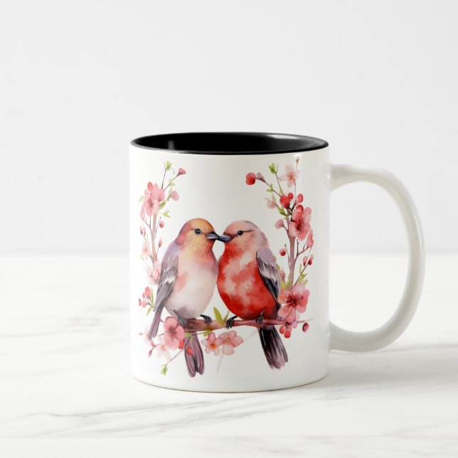 Adorable - Liebesvögel Zweifarbige Tasse (Rechts)