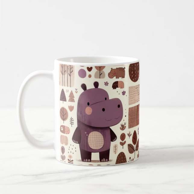 Adorable Lila Hippo Kaffeetasse (Links)