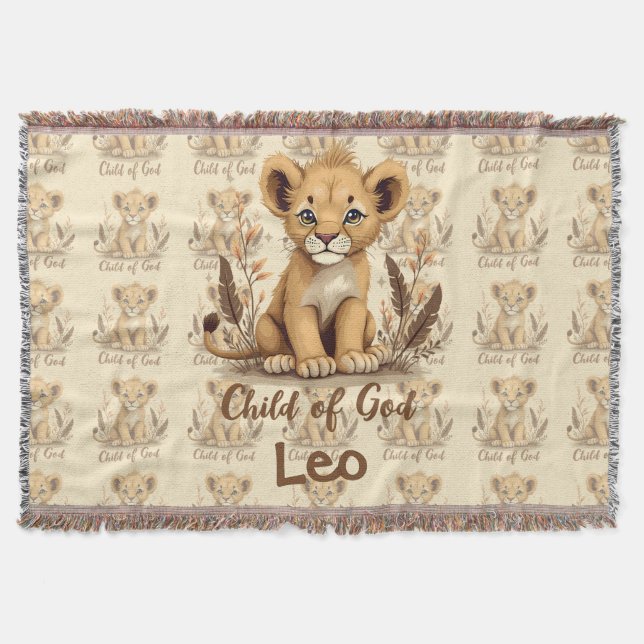 Adorable Lion Cub Christian Art Faith Quote Decke (Vorderseite)