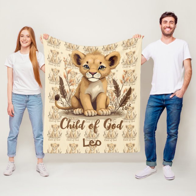 Adorable Lion Cub Christian Art Faith Quote Fleecedecke (Beispiel)