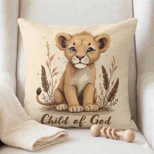 Adorable Lion Cub Christlich Art Faith Quote Kissen